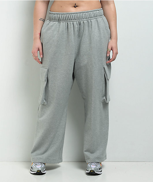 Nike Sportswear Dance Dark Grey Heather & Black Low Rise Oversized French Terry Open Sweatpants