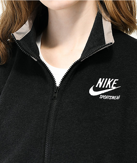 Nike Sportswear Essential Black & Grey Fleece Zip Jacket