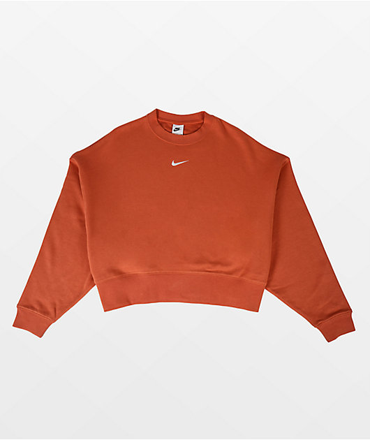 Nike Sportswear Essential Burnt Orange Crop Crewneck Sweatshirt