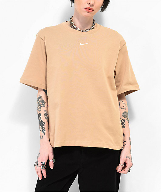 Nike Sportswear Essentials Boxy Light Brown T Shirt Zumiez