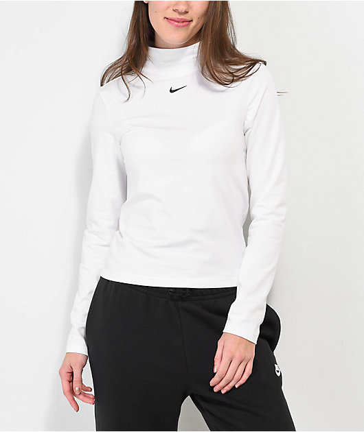 Clavijas partes cálmese Nike Sportswear Essentials Camisa blanca de manga larga con cuello alto