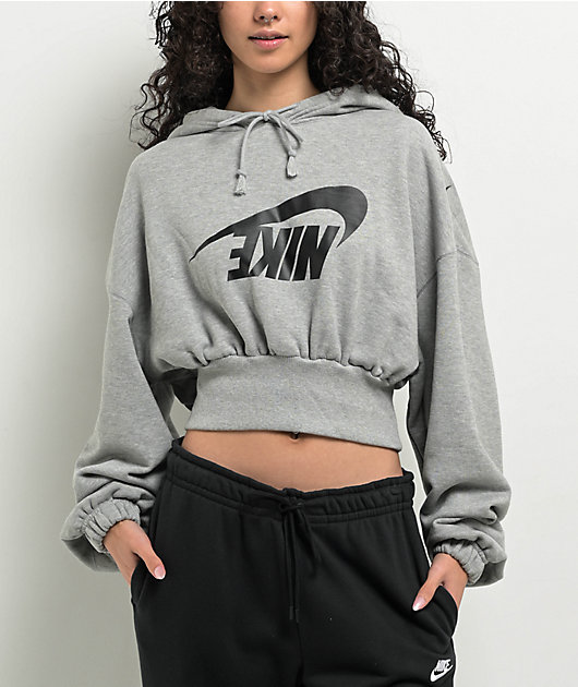 ★★Nike★★ Sportswear Full Zip Crop French Terry Hoodie W Nike Sportswear Phoenix Fleece Women's Loose Cropped Full