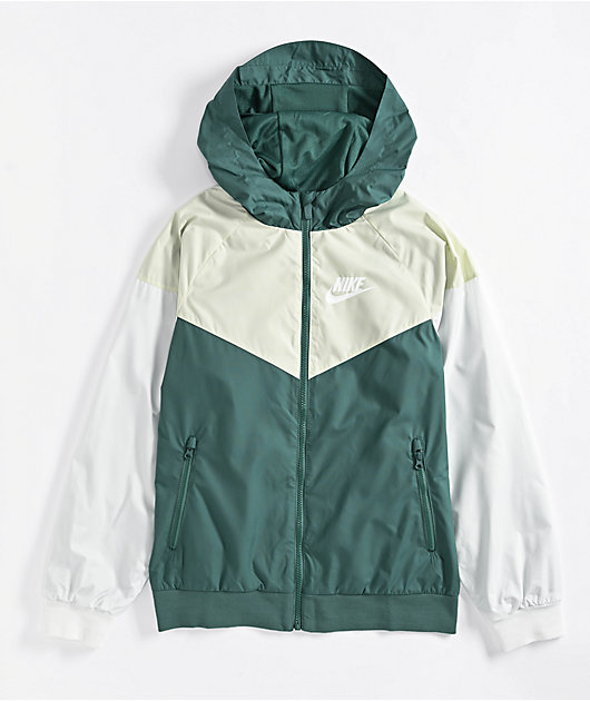 Nike Sportswear Kids Windrunner Stadium Green White Zip Jacket Zumiez