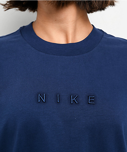 Nike Sportswear Midnight Navy Boxy Oversized Crop T-Shirt