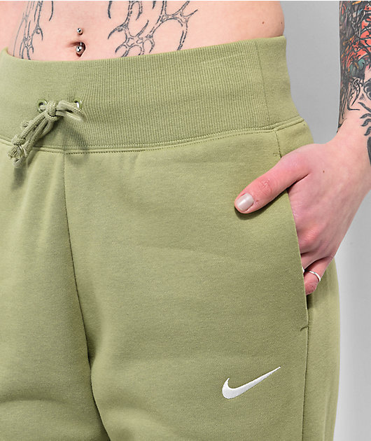 Nike Sportswear Pheonix Fleece Green High Waisted Wide Leg