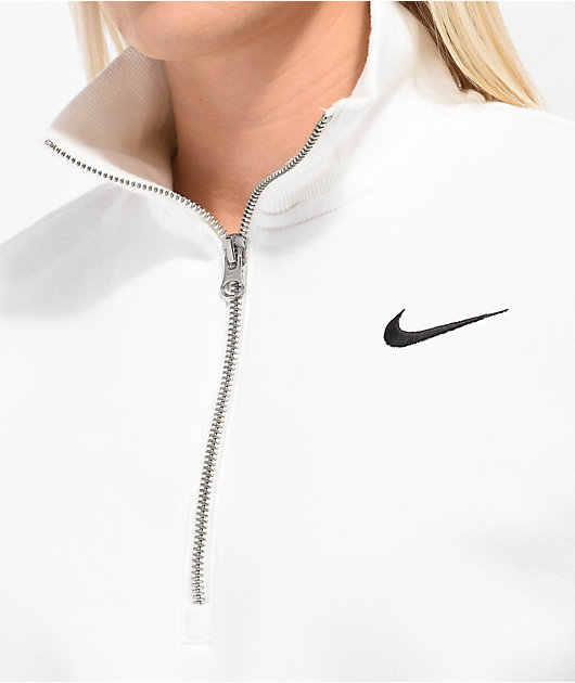 Nike Sportswear Phoenix - Sudadera de cierre un cuarto, color blanco