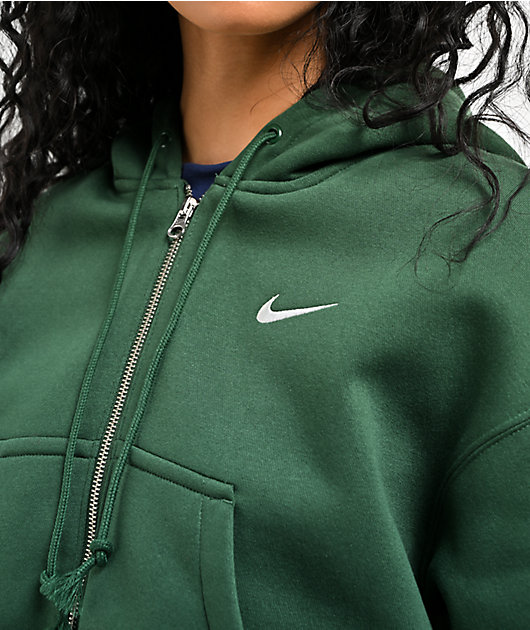 Nike Sportswear Phoenix Fir Green Crop Zip Hoodie | Zumiez