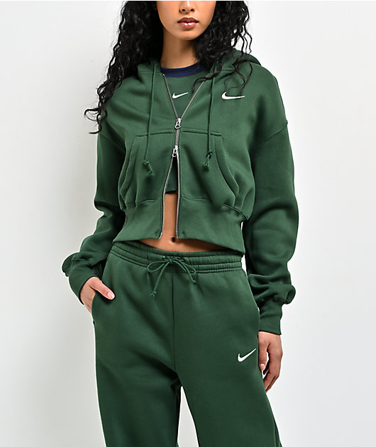 Nike Sportswear Phoenix Fir Green Crop Zip Hoodie
