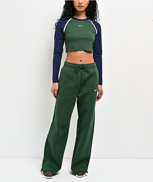 Nike Sportswear Phoenix Fir Green High Rise Wide Leg Sweatpants