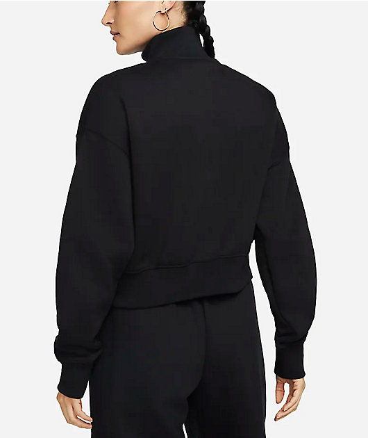 Nike Cropped Zip Up Hoodie in Black