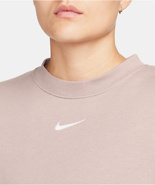 nike trend fleece oversized crew sweatshirt oatmeal