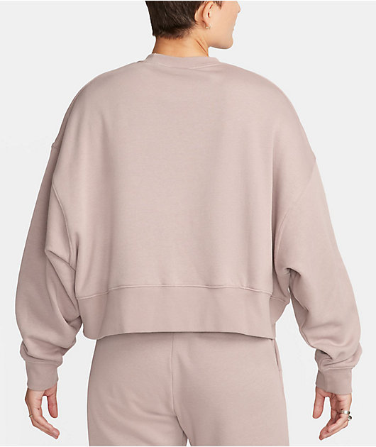 nike trend fleece oversized crew sweatshirt oatmeal