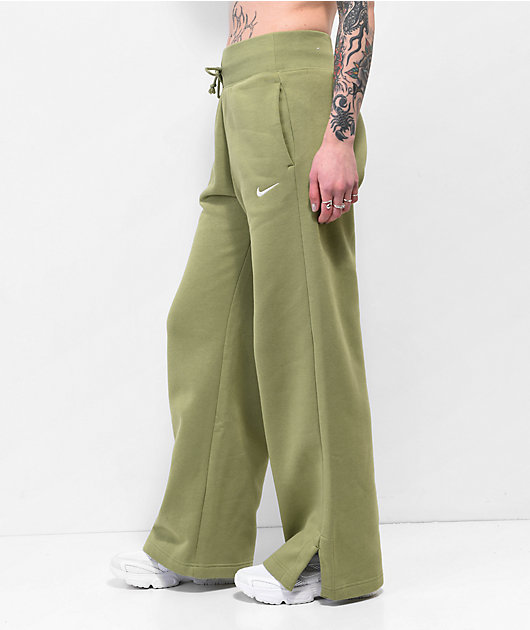 Nike Sportswear Phoenix Fleece Green High Waisted Wide Leg Sweatpants Zumiez