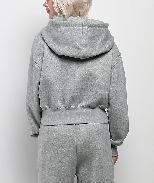 Nike Sportswear Phoenix Fleece Heather Grey Crop Zip Hoodie