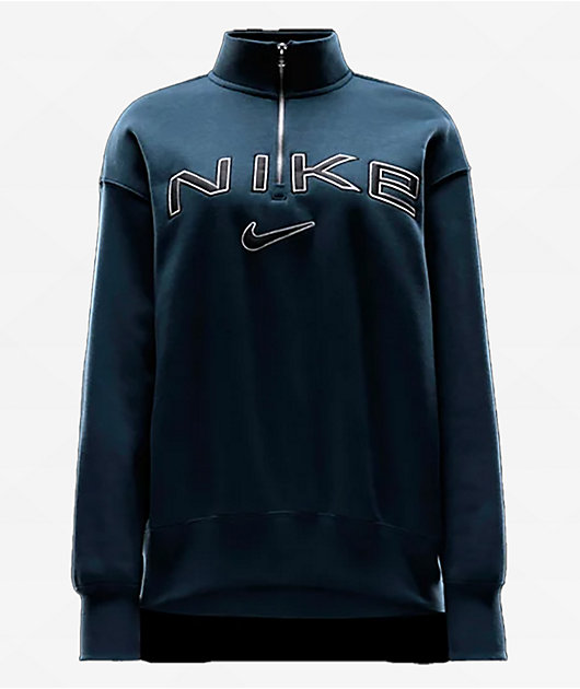 Nike Sportswear Phoenix Fleece Logo Armory Navy Quarter Zip