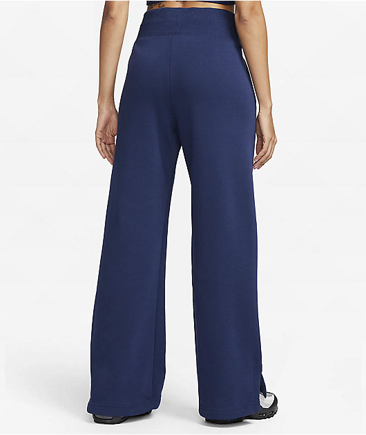Nike Womens Pheonix High Rise Fleece Pants - Blue