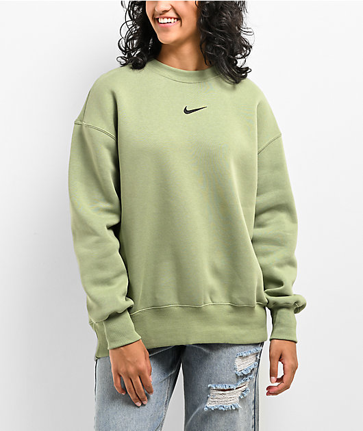 Nike Sportswear Phoenix Fleece Oversize Oil Green Crewneck Sweatshirt Zumiez