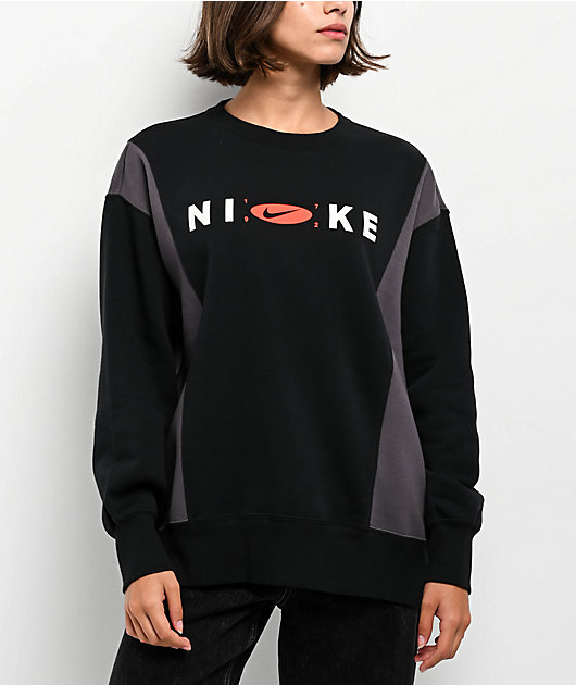 Nike Sportswear Phoenix Fleece Remix Black & Grey Oversized Crewneck Sweatshirt
