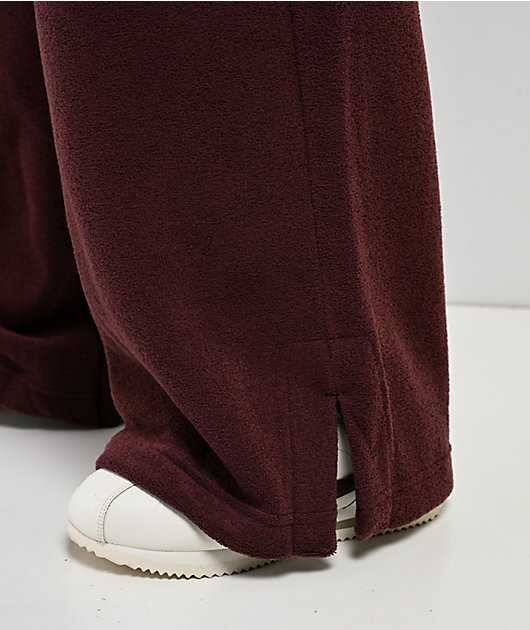 Nike Sportswear Phoenix Plush Burgundy Crush High Rise Wide Leg Sweatpants