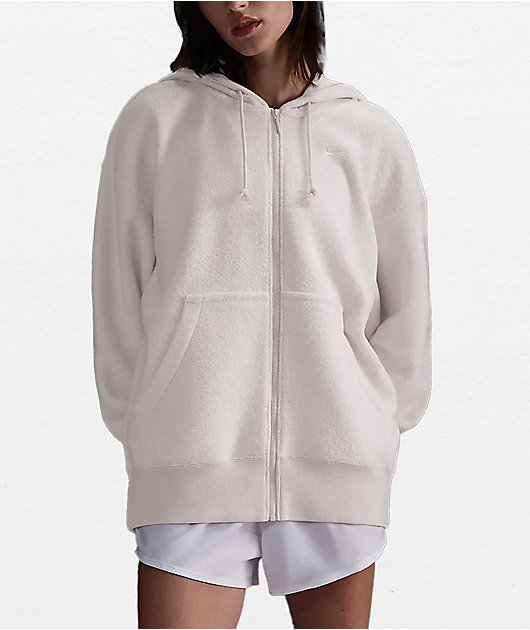 人気メーカー・ブランド Nike Sportswear Phoenix Plush Light Orewood Brown Zip Hoodie トップス