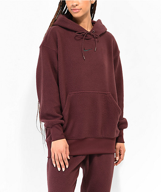 Nike Sportswear Plush Burgundy Crush Hoodie Zumiez