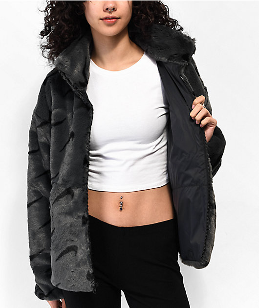 Plush Sherpa Faux-Fur 1/2-Zip Hoodie for Women