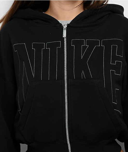 Nike Sportswear Street Black Zip Crop Hoodie