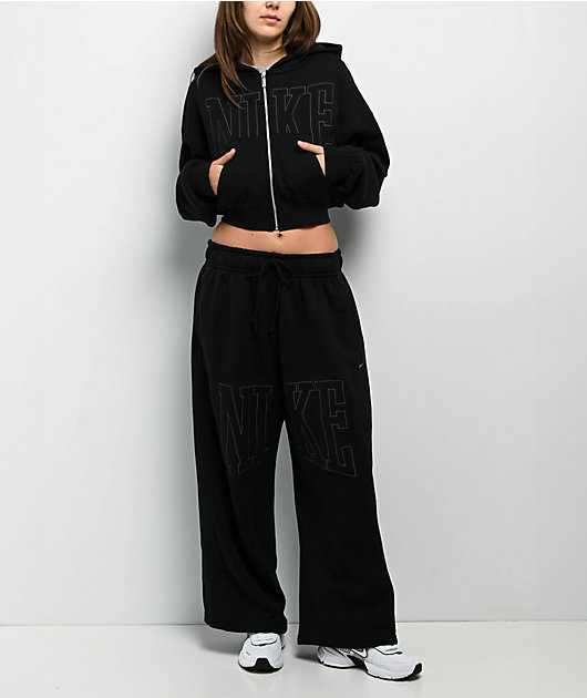 Nike Sportswear Street Black Zip Crop Hoodie