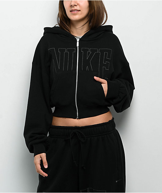 Nike Sportswear Street Black Zip Crop Hoodie