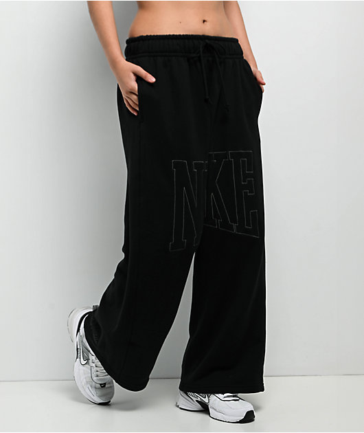 Nike Sportswear Street Open Hem Black French Terry Sweatpants | Zumiez
