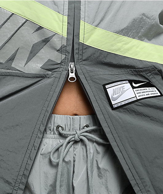 Nike Sportswear Street Woven Grey & Light Green Zip Track Jacket