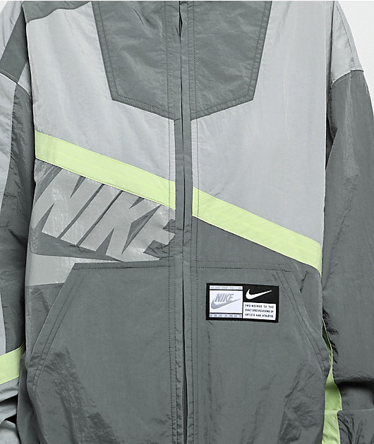 Nike Sportswear Street Woven Grey & Light Green Zip Track