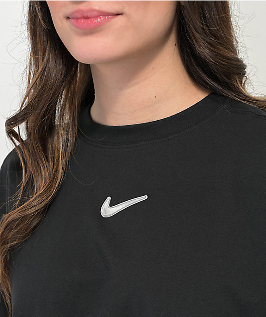católico Arena Decepción Nike Sportswear Swoosh camiseta corta negra de manga larga