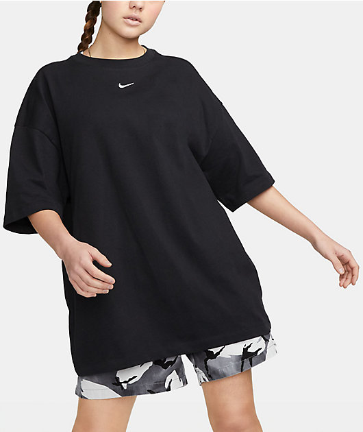 Black nike t shirt dress best sale