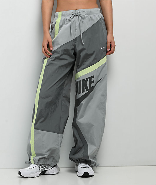 Nike Sportswear Woven Grey & Green Track Pants | Zumiez