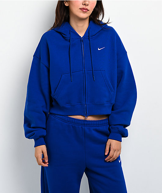 Nike Studio Blue Oversized Crop Zip Hoodie