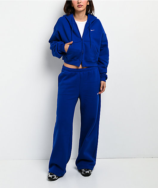 Nike Studio Blue Oversized Crop Zip Hoodie