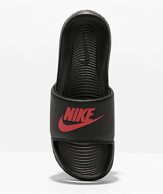 Nike Victori One Black Red Slide Sandals Zumiez