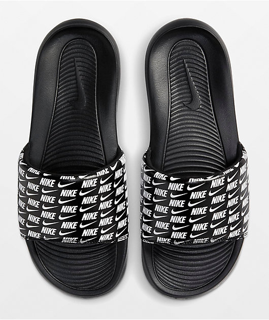 Nike Victori One Printed Black White Slide Sandals Zumiez