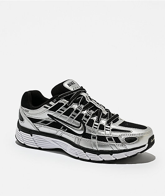 Nike Women's P-6000 Metallic Silver & Black Shoes | Zumiez