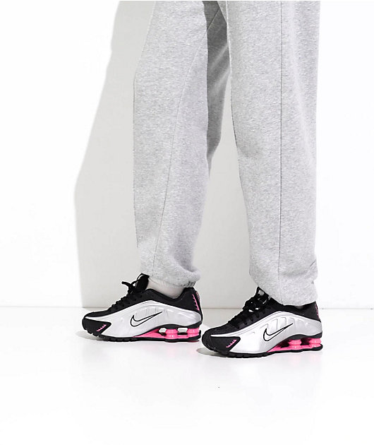 Nike Women's Shox R4 Metallic Silver & Black Shoes video
