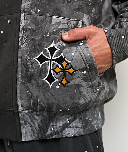 Ninth Hall Adductor Grey & Camo Boxy Zip Hoodie | Zumiez