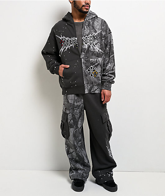 ドラムremake2BOX！【シルバー＆Black】 Ninth Hall Adductor Grey & Camo Boxy Zip Hoodie | Zumiez