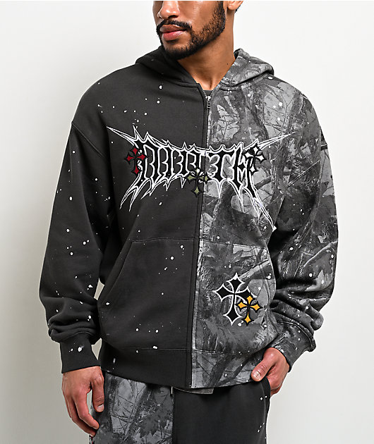Ninth Hall Adductor Grey & Camo Boxy Zip Hoodie | Zumiez