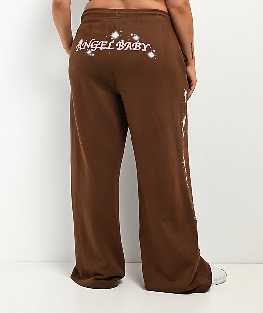 Ninth Hall Airbrush Afterlife Brown Wide Leg Sweatpants