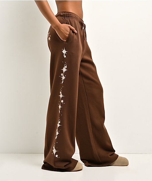 Ninth Hall Airbrush Afterlife Brown Wide Leg Sweatpants
