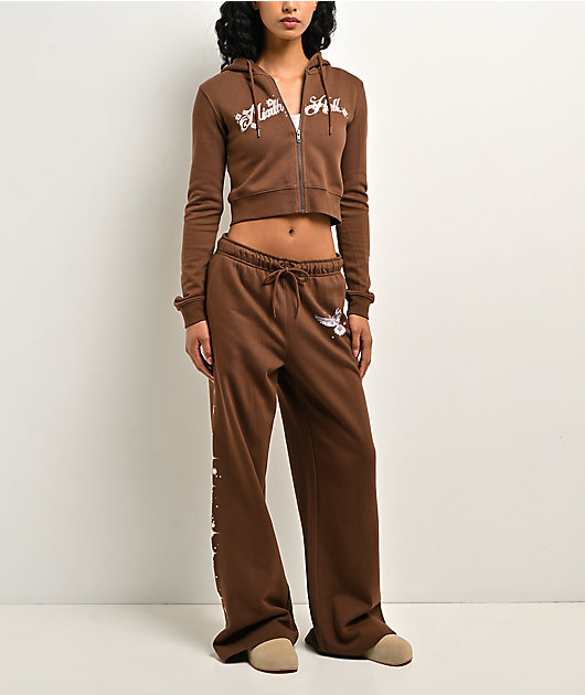 Ninth Hall Airbrush Afterlife Brown Wide Leg Sweatpants