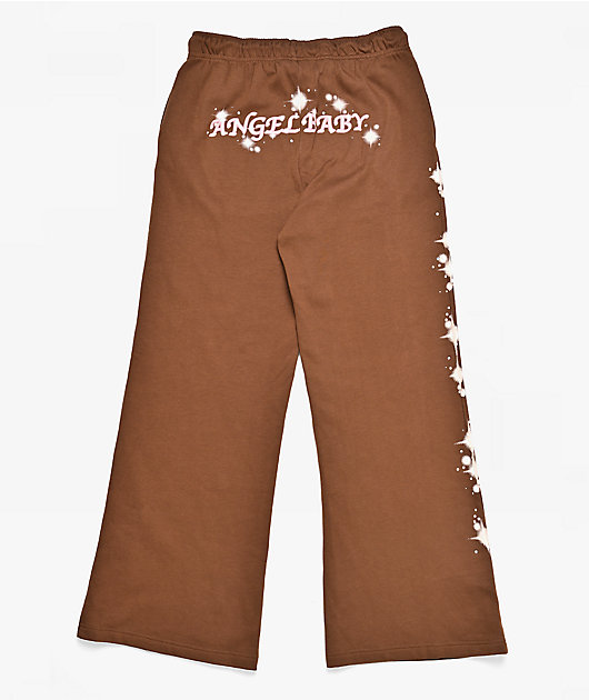 Ninth Hall Airbrush Afterlife Brown Wide Leg Sweatpants