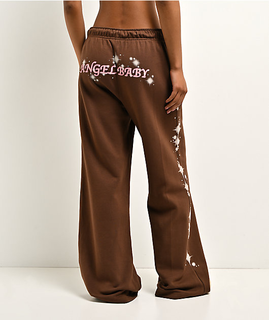 Ninth Hall Airbrush Afterlife Brown Wide Leg Sweatpants