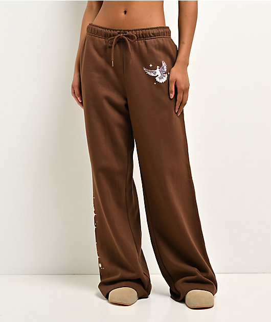 Ninth Hall Airbrush Afterlife Brown Wide Leg Sweatpants